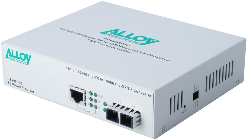 Alloy POE3000SFP 10/100/1000Base-T PoE+ RJ-45 to SFP Converter. Alloy POE3000SFP 10/100/1000Base-T PoE+ RJ-45 to SFP Converter.